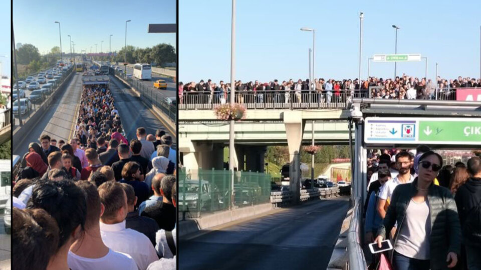 Metrobüste bu sabah insan seli