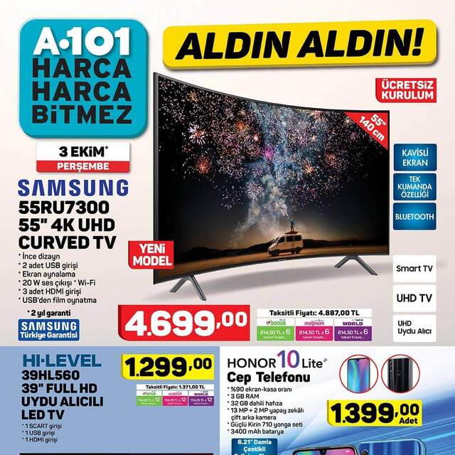 A101 3 Ekim aktüel ürünler kataloğu