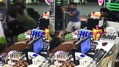 Benzin istasyonunda dehşet anları! Çalışanlar nasıl kaçacağını şaşırdı