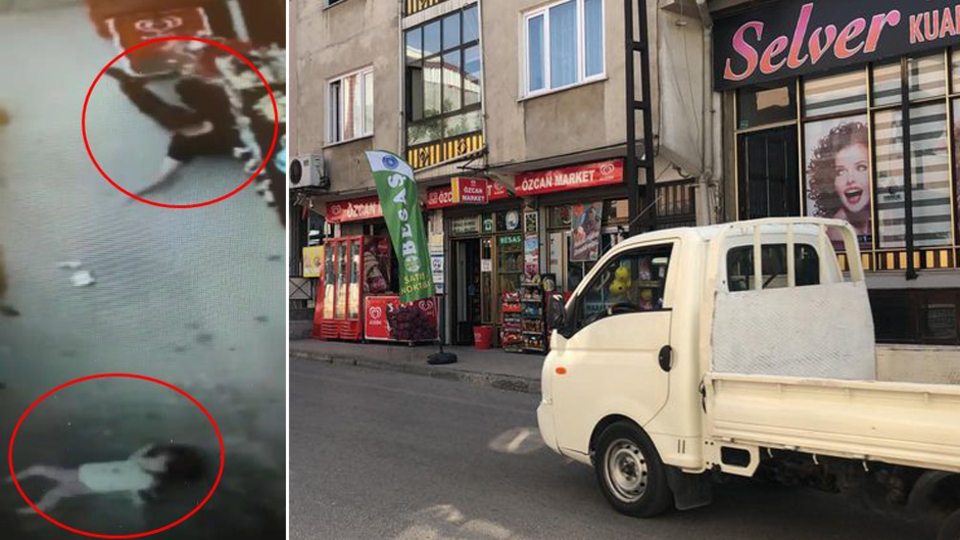 Kaldırımdaki bebeğe çarptı!