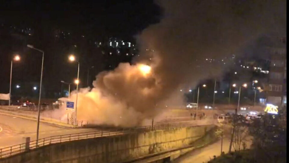 Trabzon'da yolcu otobüsü alev alev yandı