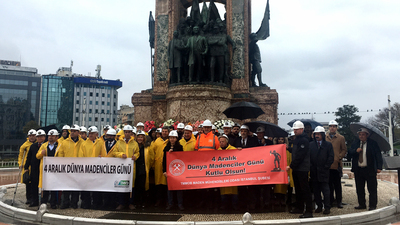 Taksim'de 4 Aralık Dünya Madenciler Günü töreni
