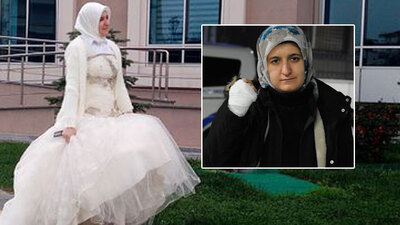 Gelinlikle karşıladı! Eşi elinde sigara söndürdü!