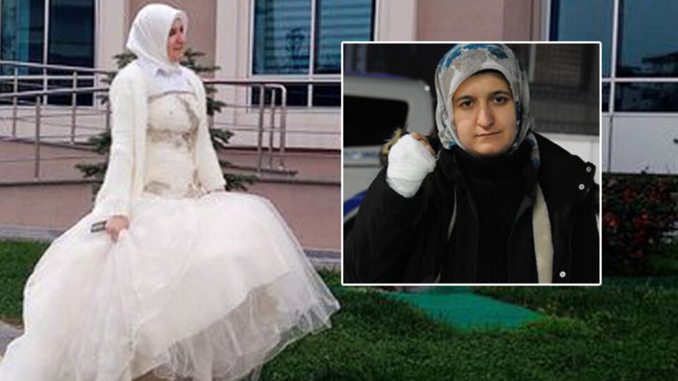 Gelinlikle karşıladı! Eşi elinde sigara söndürdü!