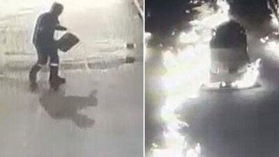 Kameraya yansıdı! Temizlerken alev aldı!