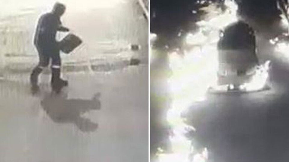 Kameraya yansıdı! Temizlerken alev aldı!