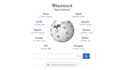 İşte Wikipedia giriş sayfası