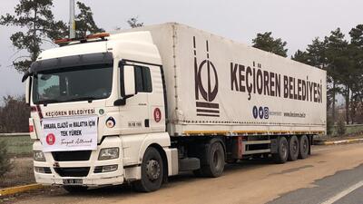 Keçiören'den deprem bölgesine 2 TIR dolusu malzeme