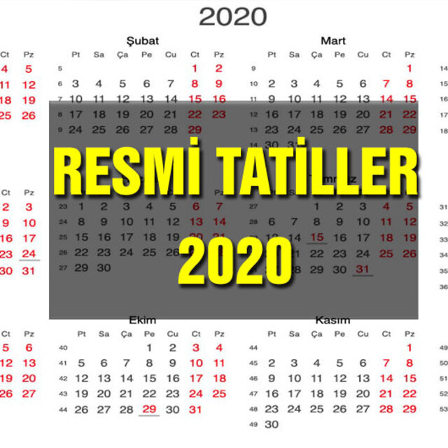 2020 resmi tatil takvimi
