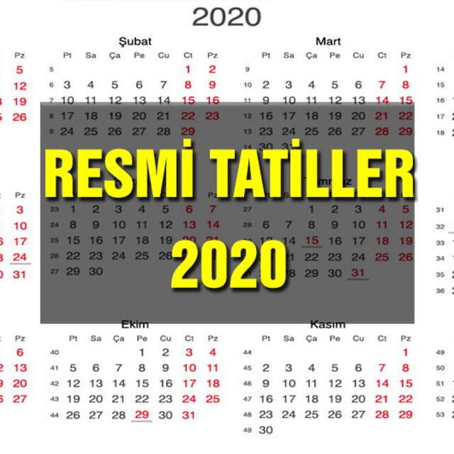 2020 resmi tatil takvimi