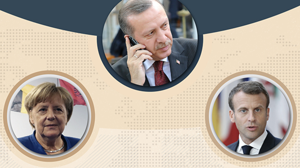 Cumhurbaşkanı Erdoğan Macron ve Merkel ile görüştü