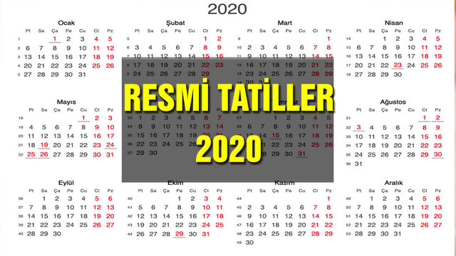 2020 resmi tatil takvimi