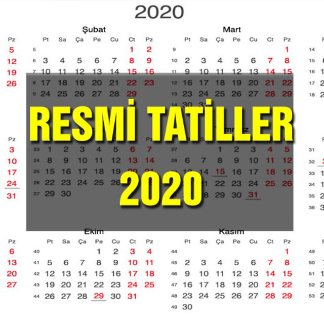 2020 resmi tatil takvimi