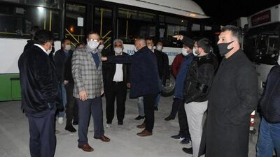 Kayseri'de halk otobüsü şoförlerinden gece eylemi