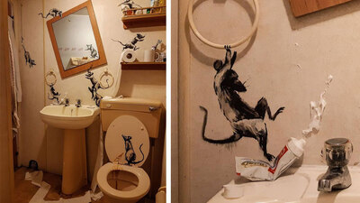Banksy evden paylaştı... Eşi isyan etti
