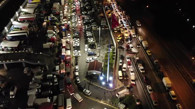 Bayrampaşa Sebze Halinde kilometrelik kuyruk