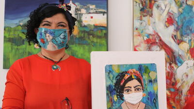 Cerrahi maske tuval oldu