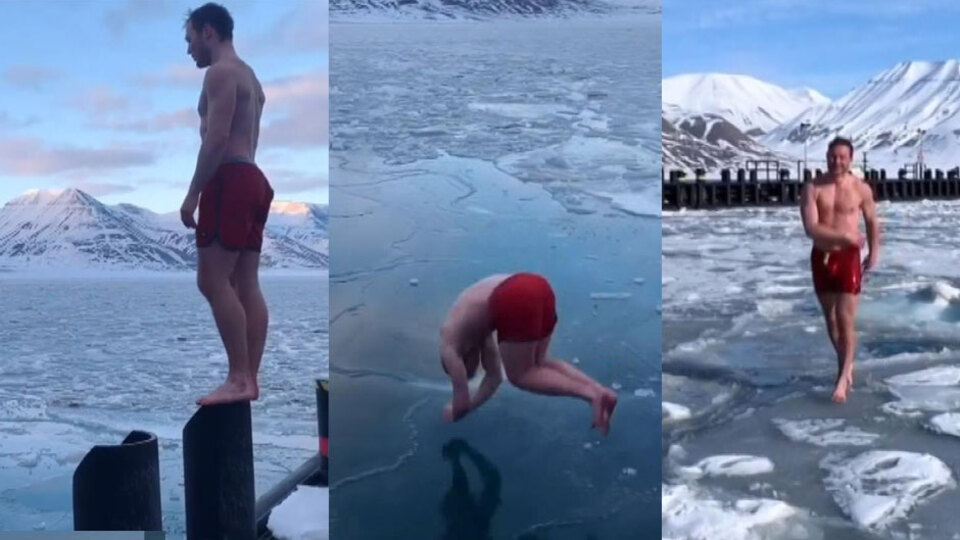 Şaşkına çeviren görüntüler! Buzullara aldırmadan...