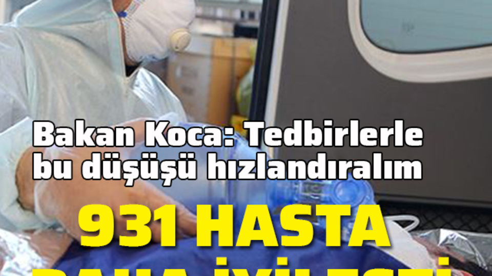 Koronavirüs hastası 931 kişi daha iyileşti