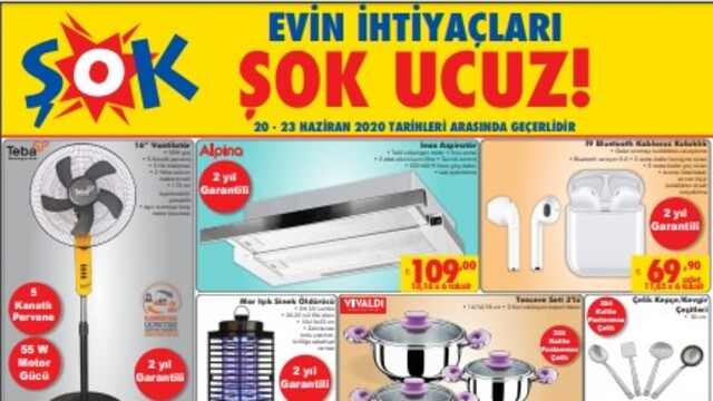 ŞOK 20 Haziran Aktüel ürünler kataloğu