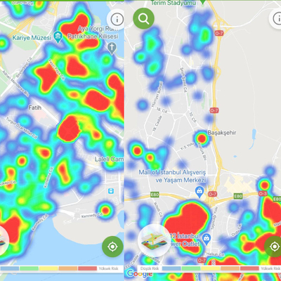 İstanbul'un ilçe ilçe koronavirüs yoğunluk haritası yayınlandı!