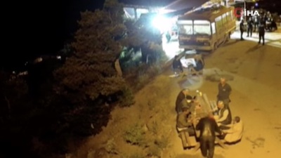 Bir anda oldu! Piknik masası uçuruma yuvarlandı!