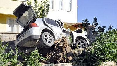 Ağacın üzerinde kaldı! 2 yaralı