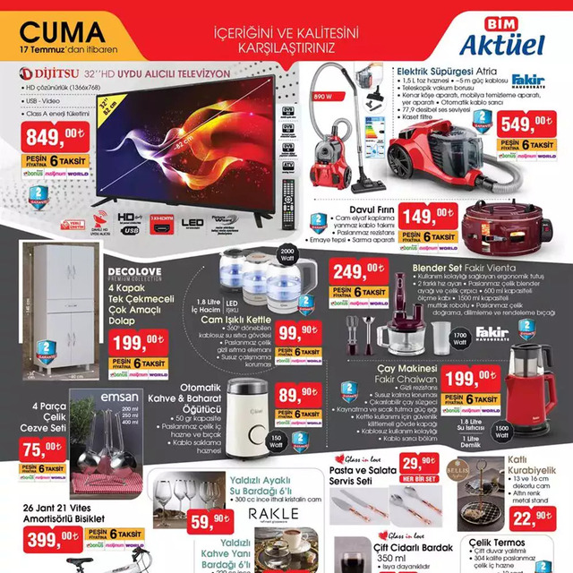 BİM 17 Temmuz aktüel ürünler kataloğu