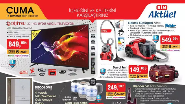 BİM 17 Temmuz aktüel ürünler kataloğu