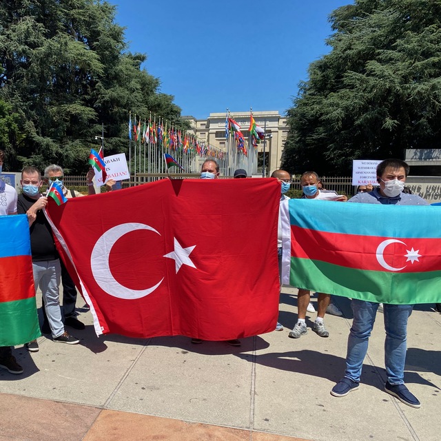 BM Cenevre ofisi önünde Ermenistan saldırılarına protesto!