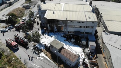 Kauçuk fabrikasında korkutan yangın!