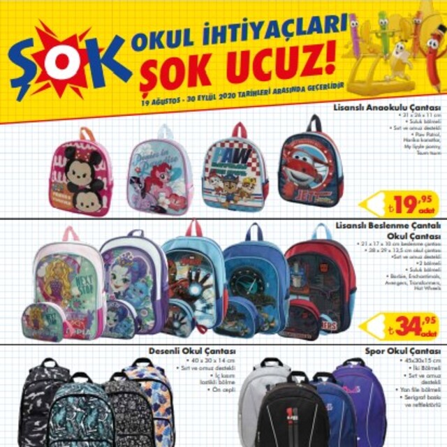ŞOK 19-30 Ağustos Aktüel ürünler kataloğu