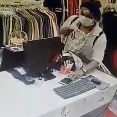 Cep telefonu çalan kadın hırsız kamerada