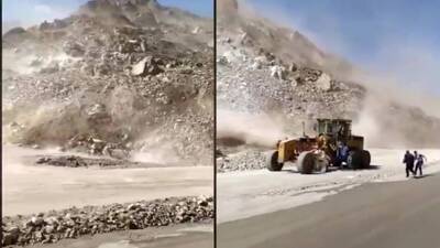 İki işçinin yaralandığı göçük kamerada