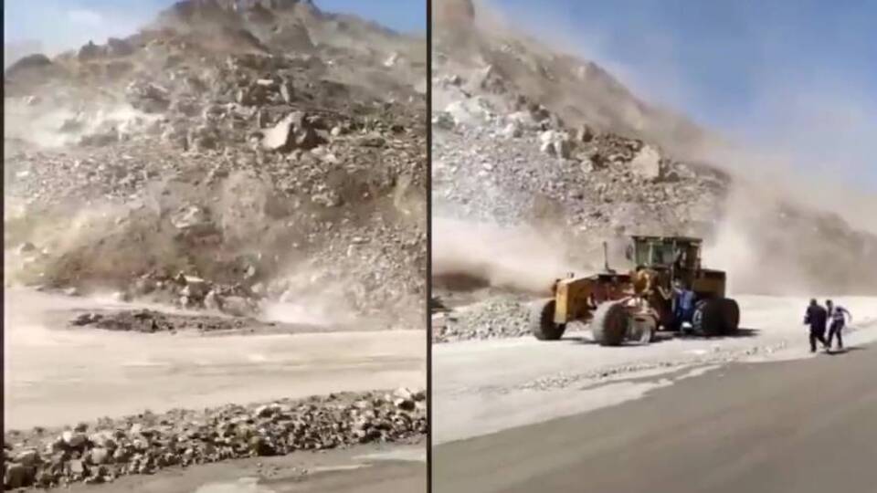 İki işçinin yaralandığı göçük kamerada