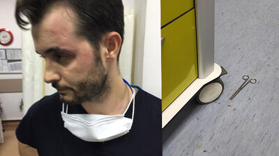 5 kişi saldırdı! Cerrahi makası saplamaya çalıştı!