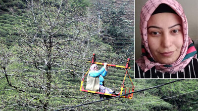 İlkel teleferiğin halatına takıldı! Sonrası dehşet!