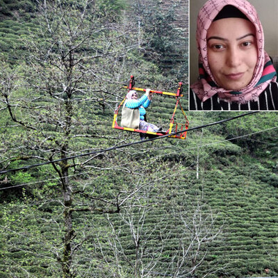 İlkel teleferiğin halatına takıldı! Sonrası dehşet!