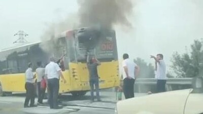 İETT otobüsünde yangın paniği!