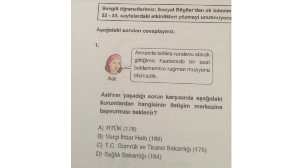 Sağlık çalışanlarını kızdıran 6. Sınıf sorusu