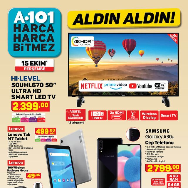 A101 15 Ekim aktüel ürünler kataloğu