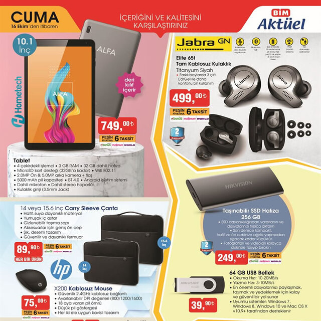 BİM 16 Ekim aktüel ürünler kataloğu