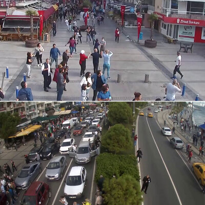 Kameralarına yansıdı! İzmir depreminde yeni görüntü!