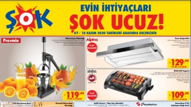 ŞOK 10 Kasım haftanın indirimli ürünleri