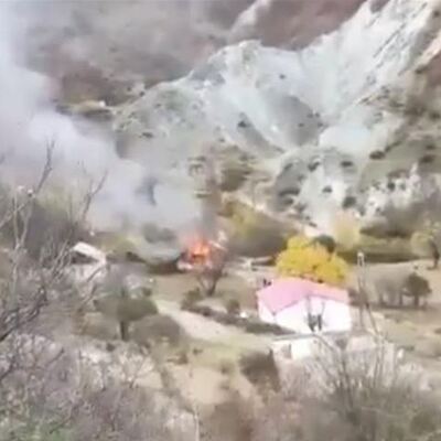 Kelbecer'i terk eden Ermeniler evleri ve ormanları yakıyor