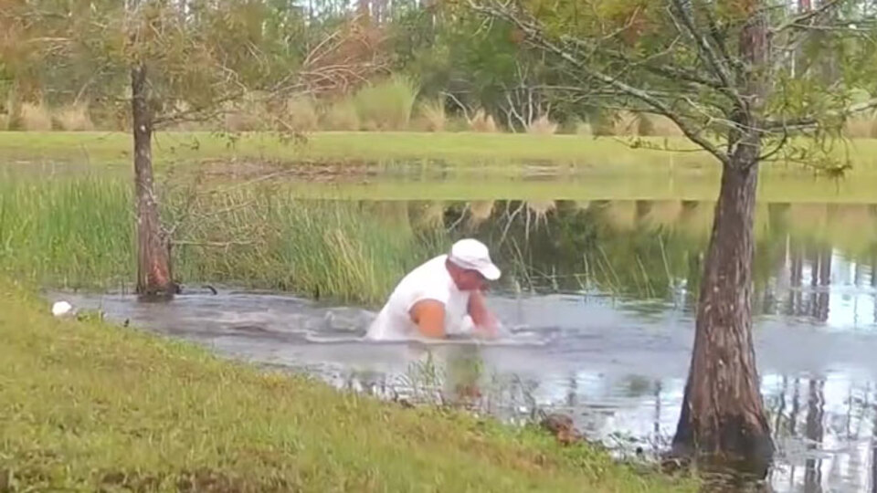 Timsahla boğuştuğu anlar kamerada!