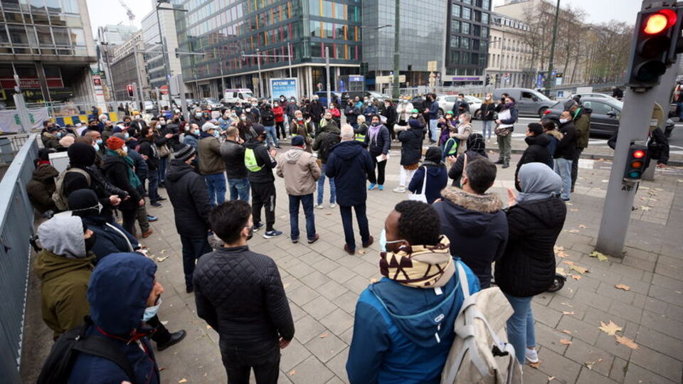 Brüksel'de göçmenlerden eylem!