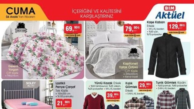 BİM 4 Aralık haftanın indirimli ürünleri