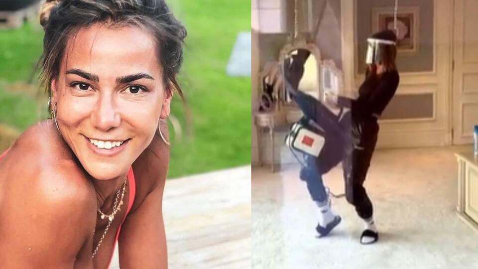 Eşinin karantina odasını böyle temizledi