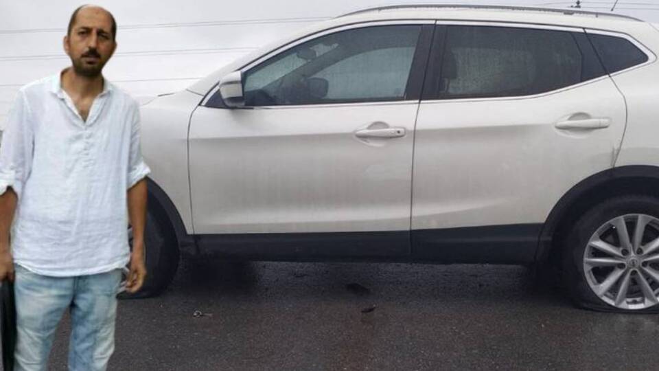 Önce aracın lastikleri sonra kendi bıçaklandı